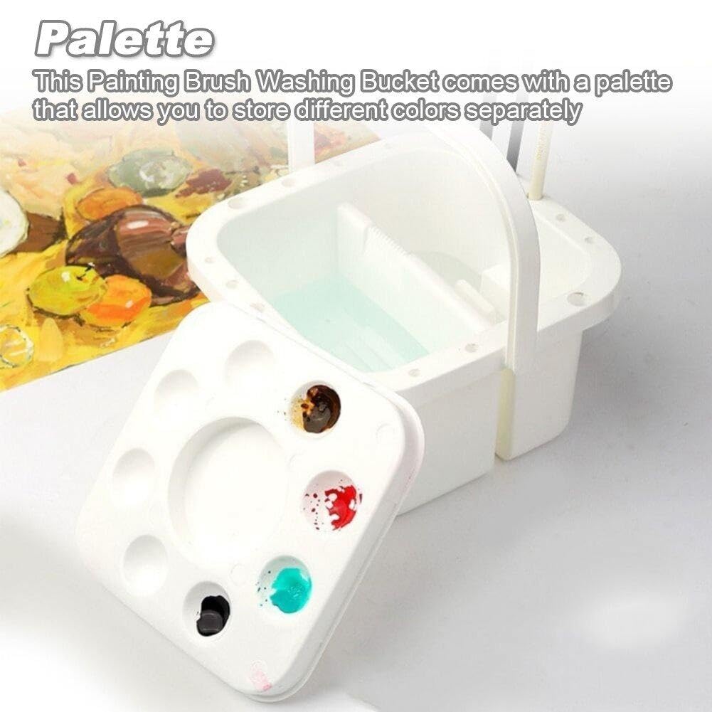 Multifunktionaler Pinsel-Waschtopf Mit Deckelpalette & 12-Loch-Halter – Für Aquarell & Acryl