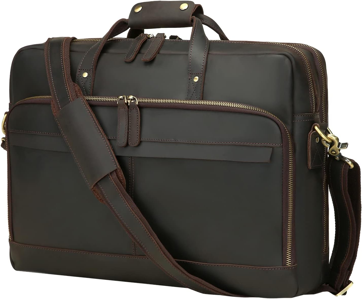 UBANTLeather Messenger Bag for Men Full Grain Leather Laptop Briefcase