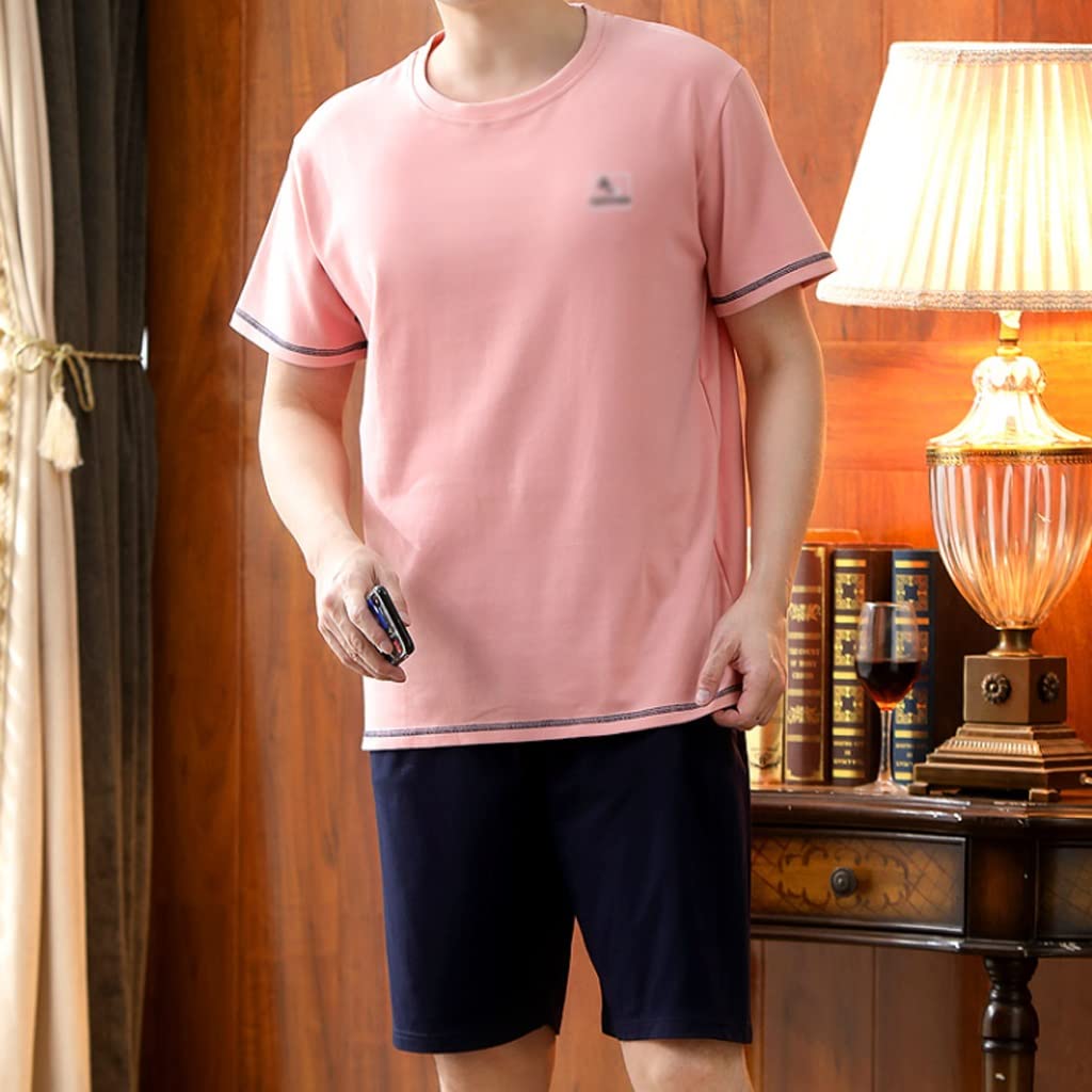 Pyjama Homme été Coton col Rond Manches Courtes Jeune Homme décontracté Mince, surdimensionné Homewear Costume(XXL code/160 kg - 180 kg)