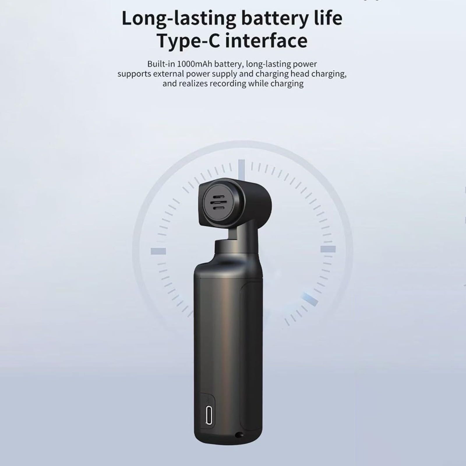 Pour caméra d'action compacte 4K, objectif rotatif 270°, stabilisation électronique, connectivité WiFi, batterie 1000 mAh, type port, sport et vlogging