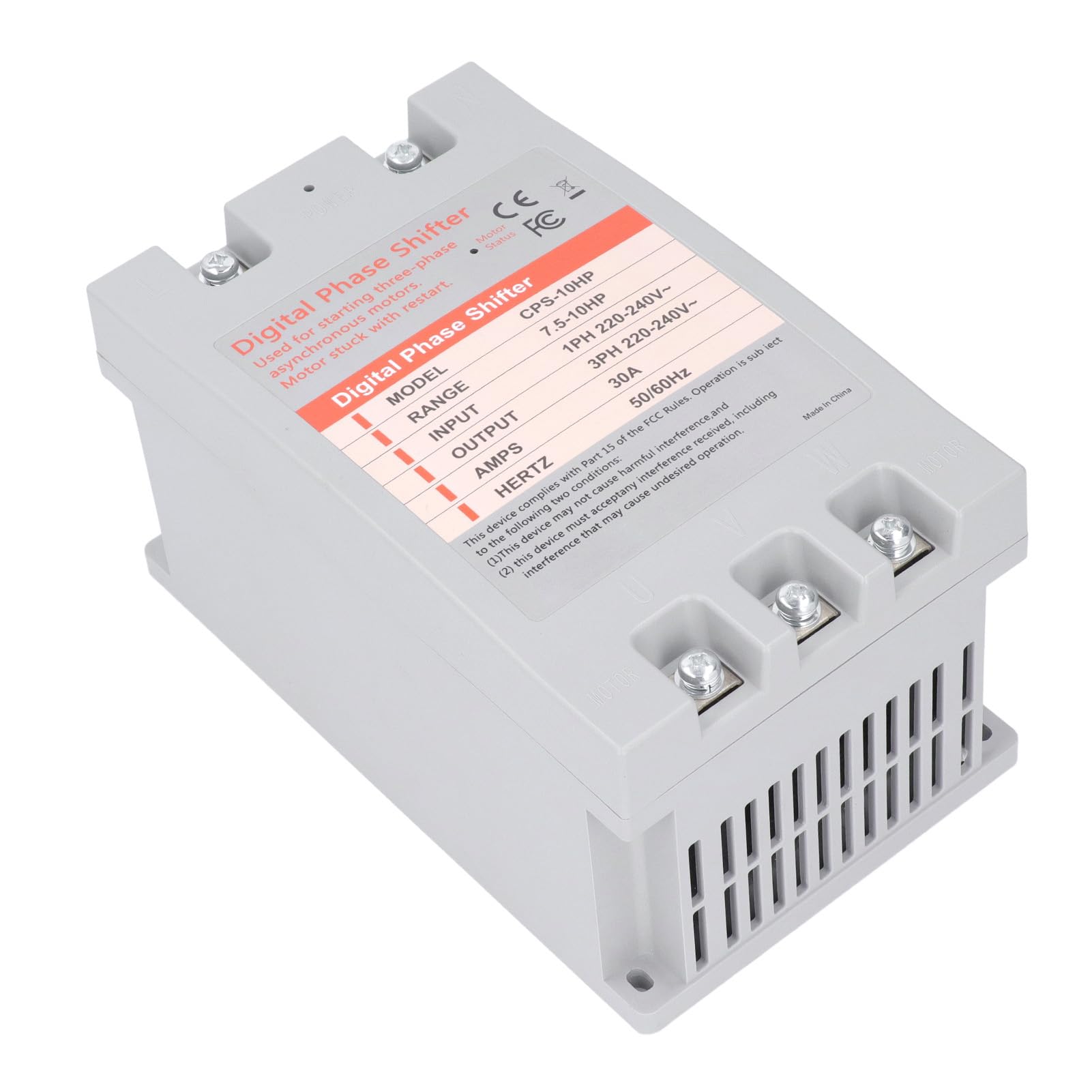 Garosa Convertisseur monophasé à 3 Phases, Déphaseur Numérique 7,5 KW 30 A pour Usage Commercial Résidentiel, Matériau ABS, Conversion de Puissance économe en énergie pour Moteurs, Machines à Bois,