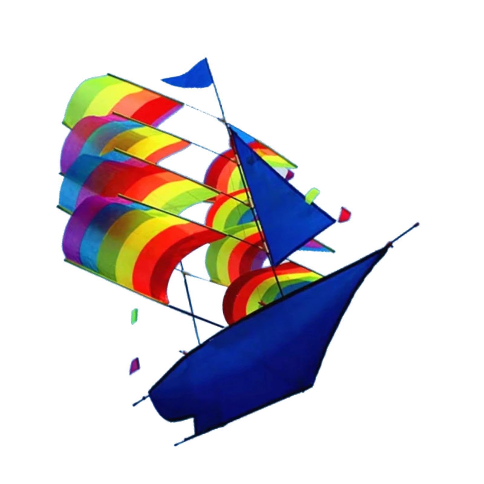 Aquilone a Grande Nave Colorata 3D Arcobaleno Aquilone Giocattolo Volante Giochi all'aperto per Bambini Gioco Attivo e Divertimento Nave Colorata di