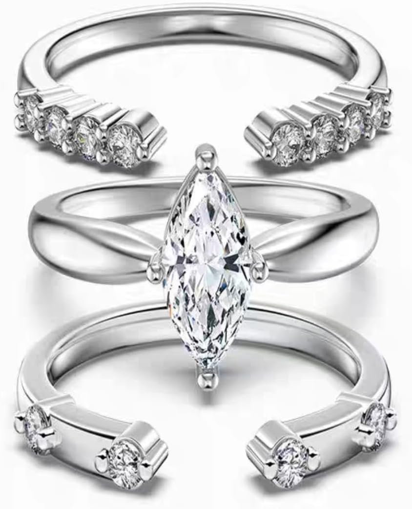 2.72CTTW Moissanite Rings for Women Engagement Ring Set D Color VVS1 925 Sterling Silver Bridal Wedding Ring Sets Jewelry Size 5-9