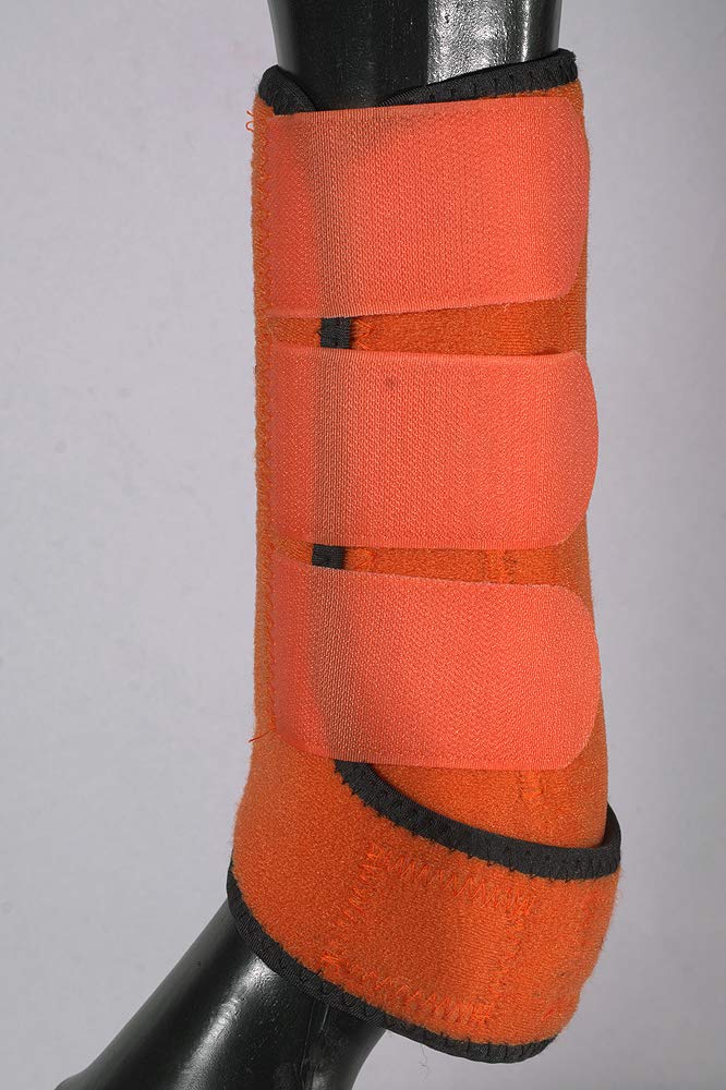 HILASON Par de Botas Deportivas para Caballos pequeños de Pierna Delantera, Color Naranja y Negro