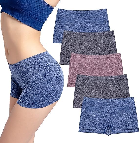 Flomex® Womens Boxer Shorts Cotton Boyshort Panties for Under Dresses Ladies Underwear Shorts 5 Pack-image-24