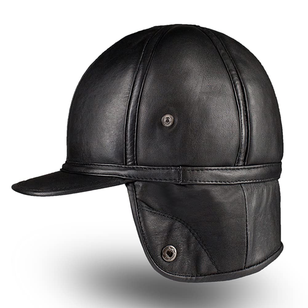DongBao Uomo Cappello Invernale in Pelle da Caccia, Cappello Militare Caldo Unisex, Berretto Baseball con Paraorecchie,Berretto papà