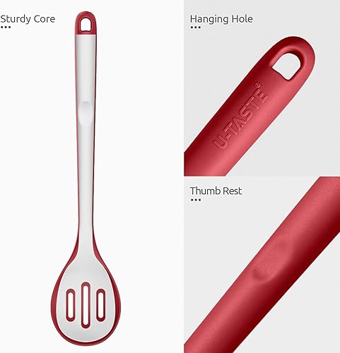 Miniatura 6 de Cuchara ranurada resistente al calor de 600F U-Taste - Cuchara de cocina sólida de cocina de 13.3 pulgadas, utensilio de goma antiadherente de grado