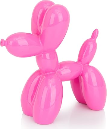 4 Inch Glossy Pink Balloon Dog Sculpture | Home Decor Gift for Modern Art & Knick-Knack Collectors, Infuse Playful Cheer to Your Desks & Shelves