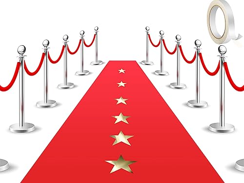 Alfombra roja con cinta de alfombra roja de 30 pies, decoración de fiesta, 20 piezas de estrellas doradas de 10 pulgadas, estrellas de papel para Alfombra roja con cinta de alfombra roja de 30 pies, decoración de fiesta, 20 piezas de estrellas doradas de 10 pulgadas, estrellas de papel para