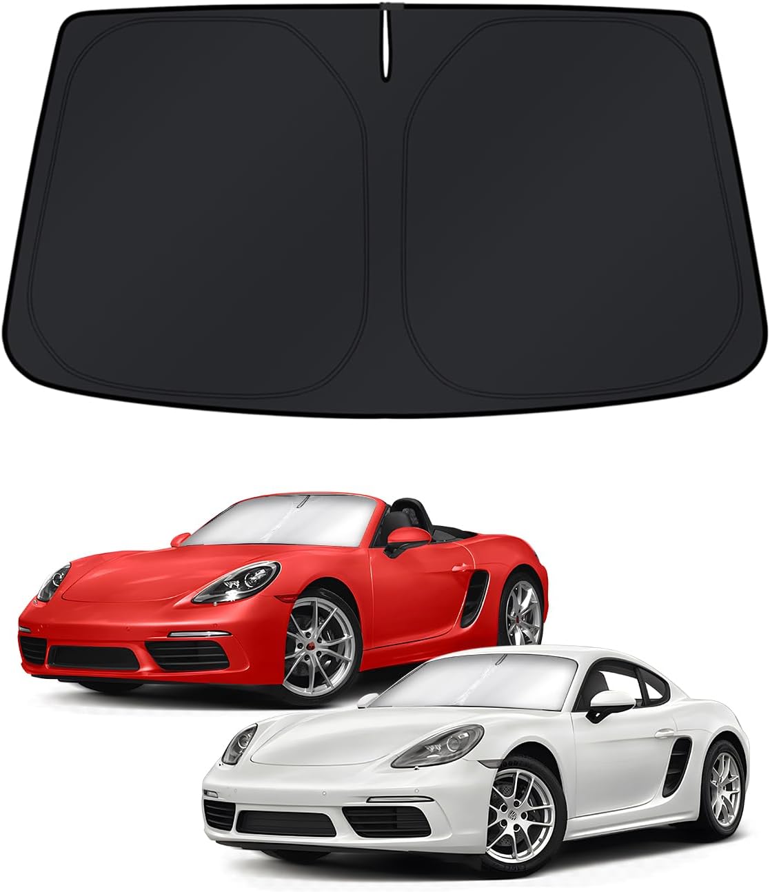 KUST Windshield Sun Shade for 2017-2023 Porsche Boxster/Cayman 718 Accessories Sunshade Foldable Window Sun Visor Protector Blocks UV Rays Keep Your Car Cooler