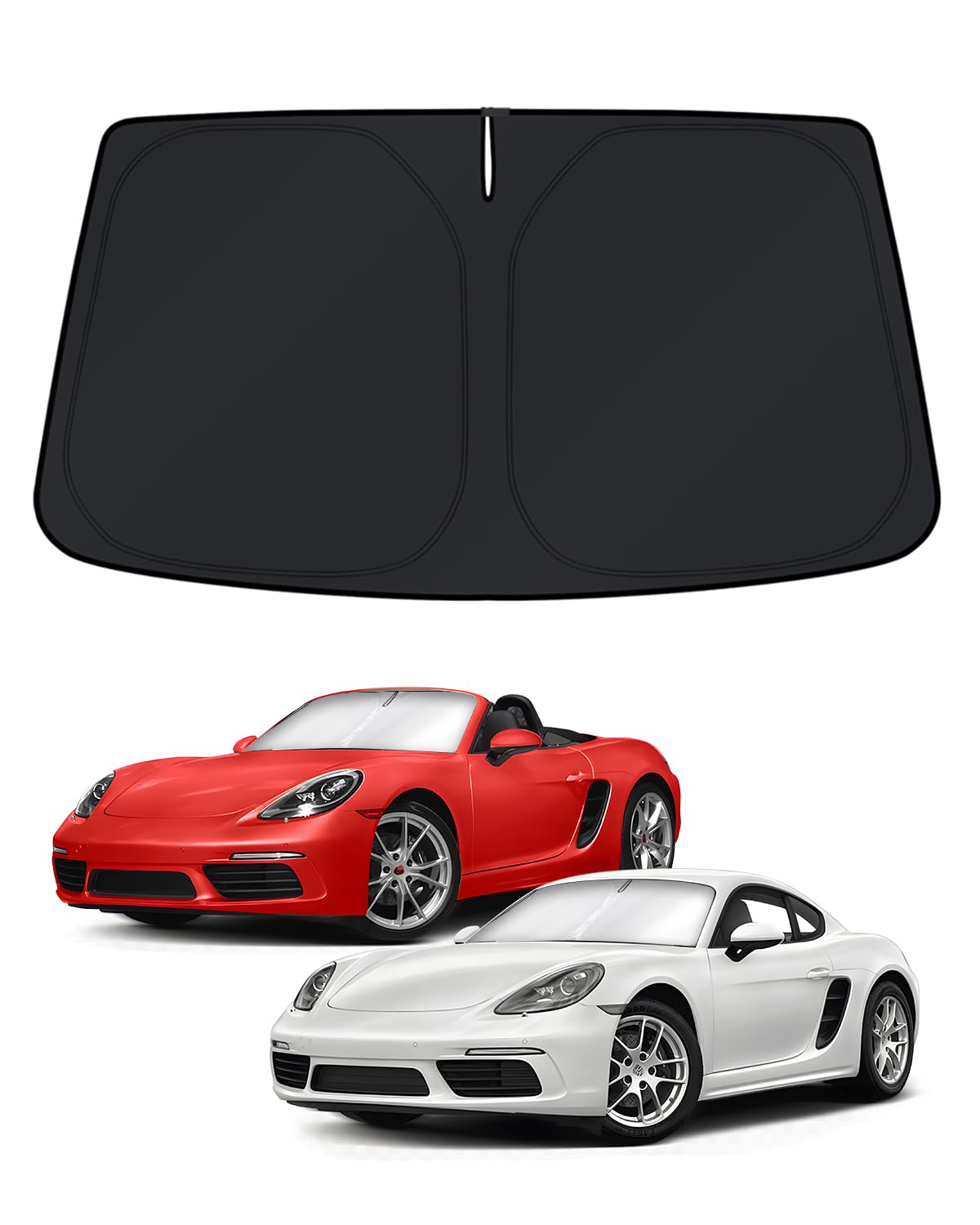 KUST Windshield Sun Shade for 2017-2023 Porsche Boxster/Cayman 718 Accessories Sunshade Foldable Window Sun Visor Protector Blocks UV Rays Keep Your Car Cooler
