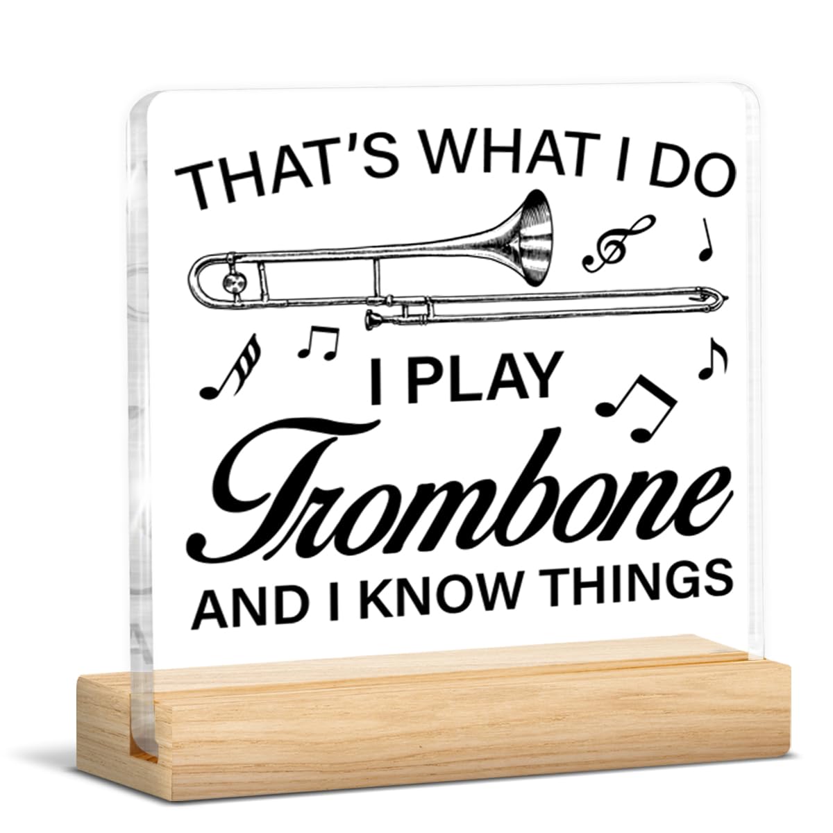 Trombone Gifts for Women Men, Music Gifts for Trombone Player Lovers Acrylic Sign Home Music Room Desk Decor