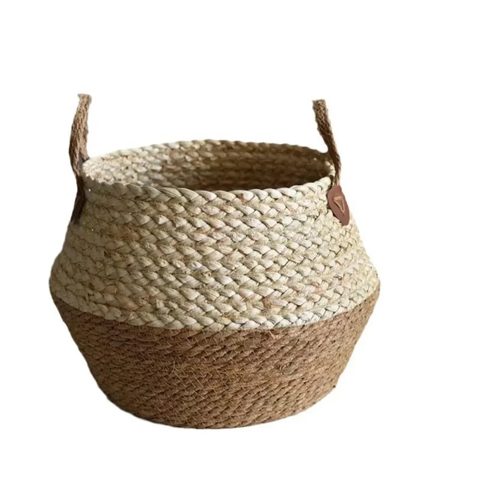 DUNSBY Woven Planter Straw Woven Rattan Decorative Flower Pot Folding Basket Gardening(S plastic lining)