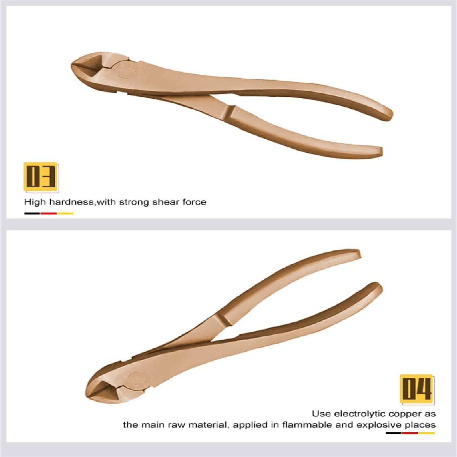 WEDO Alicates de corte diagonal, alicates de corte lateral, cortador lateral, longitud de 190 mm, longitud de 8 pulgadas, cobre berilio, no brillante, no magnético, estándar DIN, certificado BAM y FM