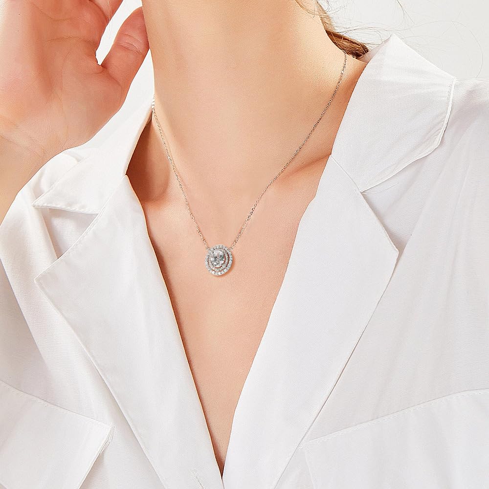 Halskette mit Anhänger aus 925er Sterlingsilber, ovaler Zirkonia-Anhänger, glänzender Anhänger, zwölf Sternbilder, Geburtsstein-Halsketten, Schmuck für Frauen und Mädchen (Zwillinge A)