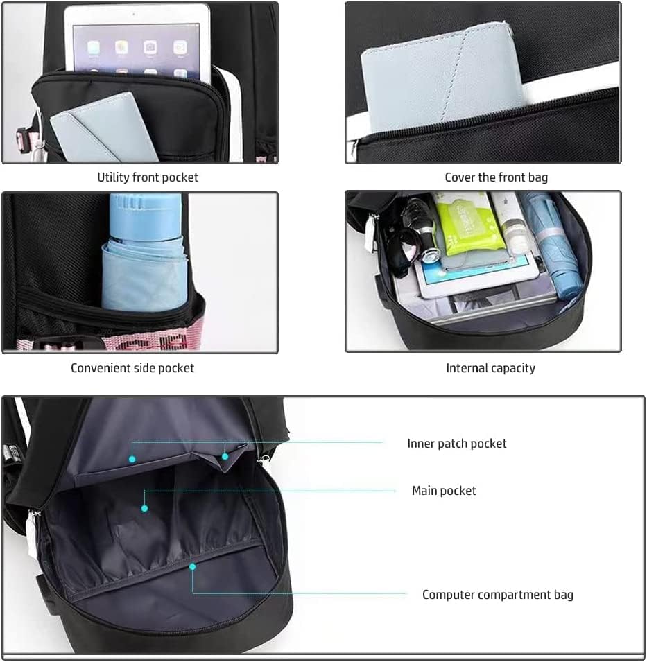 Miniatura 3 de Mochila de moda para computadora portátil de dibujos animados, bolsas ligeras, bolsa de escuela, múltiples bolsillos, bolsa de viaje al aire libre,