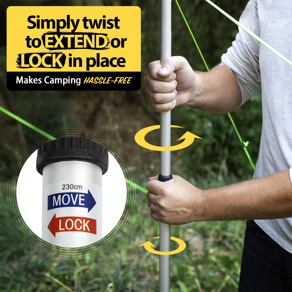 Tarp Pole 3 Section Silver - 2 Pack