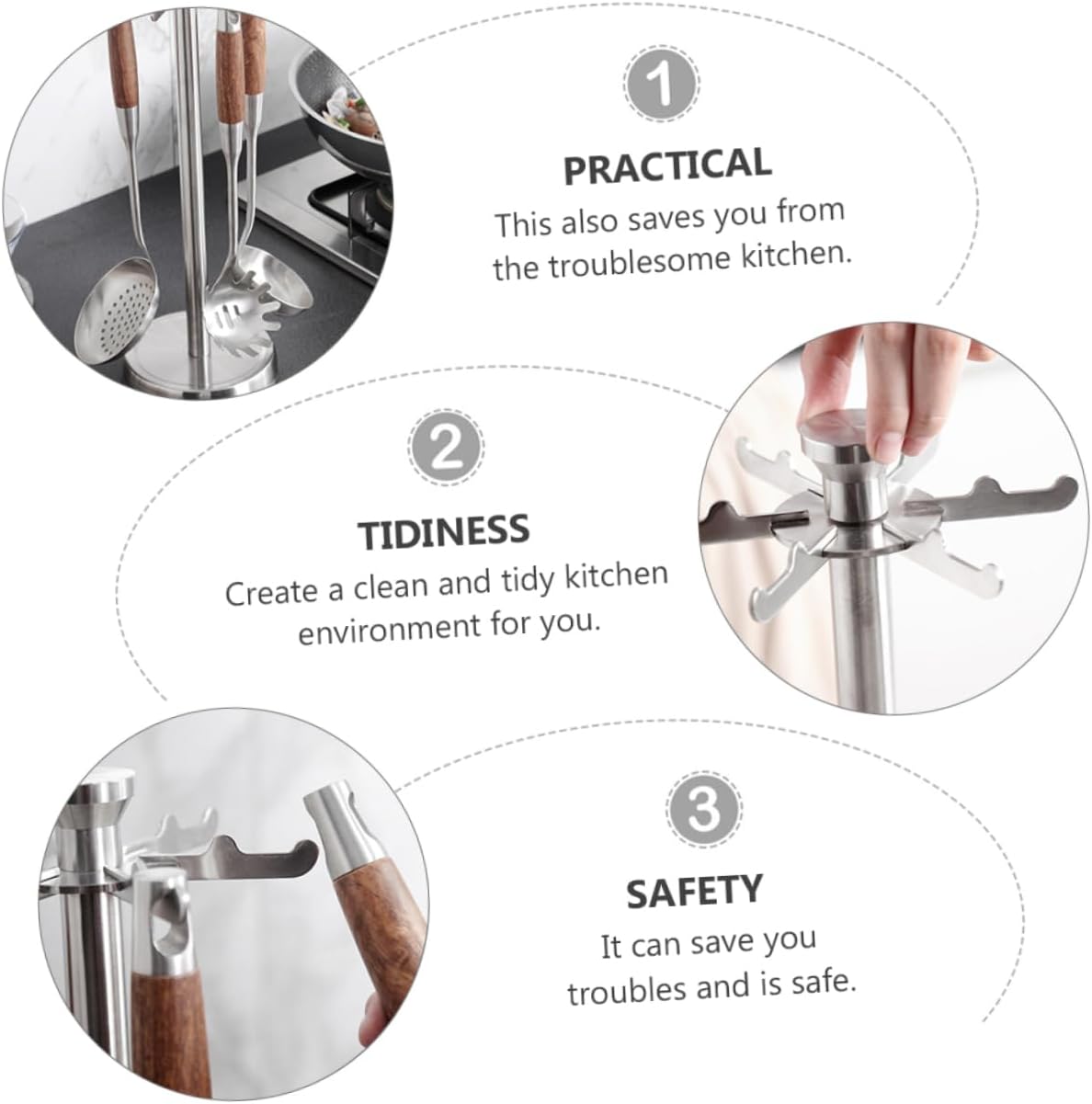 BESTonZON キッチン収納ラック 調理器具用オーガナイザー スプーンやシャベル整理整頓できる実用的なデザイン 収納力のあるラッ