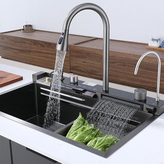 Stainless Steel Smart Sink - Digital Display Waterfall Sink (31.5x17.7)