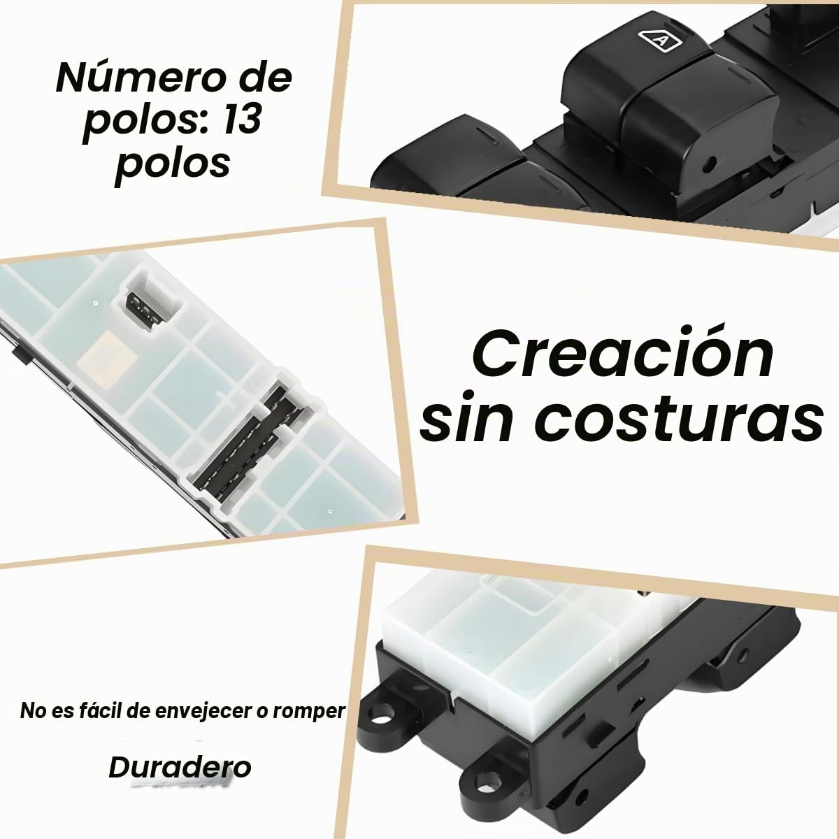ZAMDOE 25401-EB30B Interruptor Mando Elevalunas para Nissan Navara [2006-2016] Pathfinder [2006-2016] Qashqai [2007-2016] Botonera de Ventana Interruptor elevador de ventana eléctrica