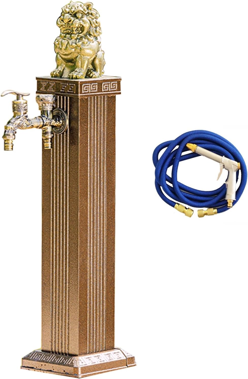 Aluminum Outdoor Water Column Fountain - Retro Faucet & Spray Gun, 27in Antifreeze Water Dispenser for Garden, Patio, Yard, Decorative Hydrant, Durable & Stylish