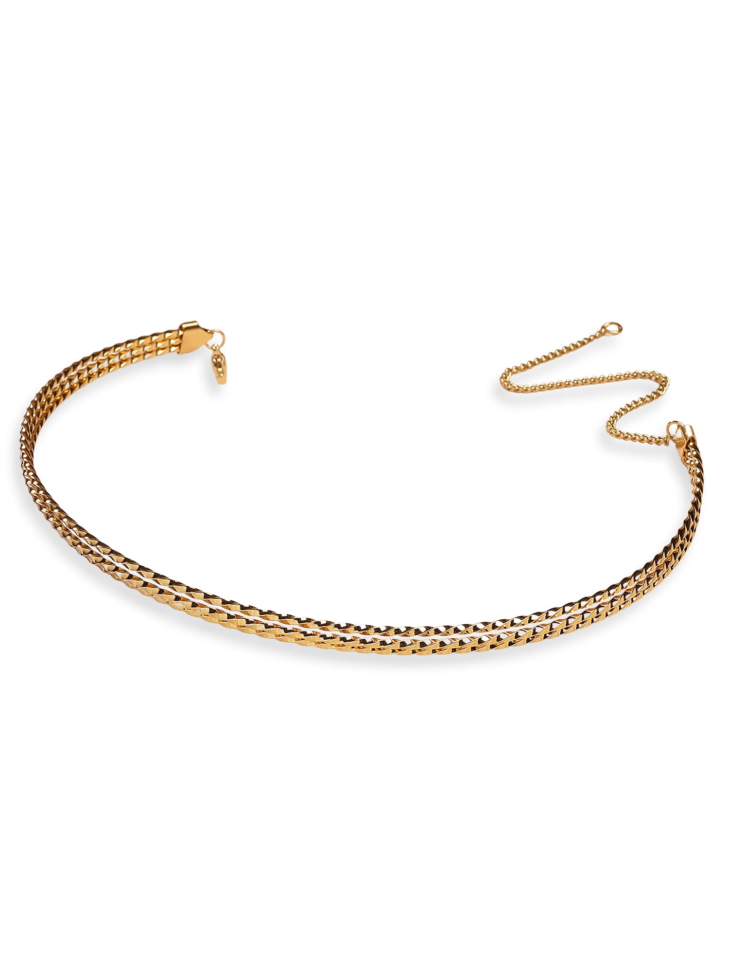 Bohey Sleek Gold-Toned Textured Hasli Necklace for Women-image-11