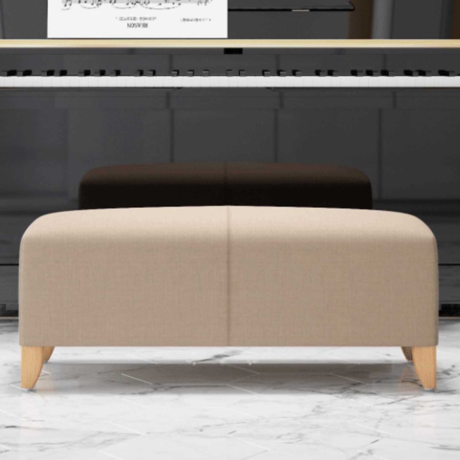 Banc ottoman idéal pour le salon et la chambre à coucher en lin doux beige
