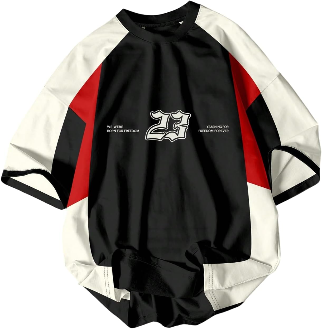 SHENHE Men's Color Block Jersey Shirt Graphic Short Sleeve Vintage Tee Streetwear Top