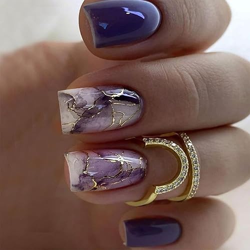Uñas postizas cuadradas a presiĂłn, uñas postizas cortas color azul degradado con diseño de purpurina brillante, uñas acrĂlicas de cobertura Uñas postizas cuadradas a presiĂłn, uñas postizas cortas color azul degradado con diseño de purpurina brillante, uñas acrĂlicas de cobertura
