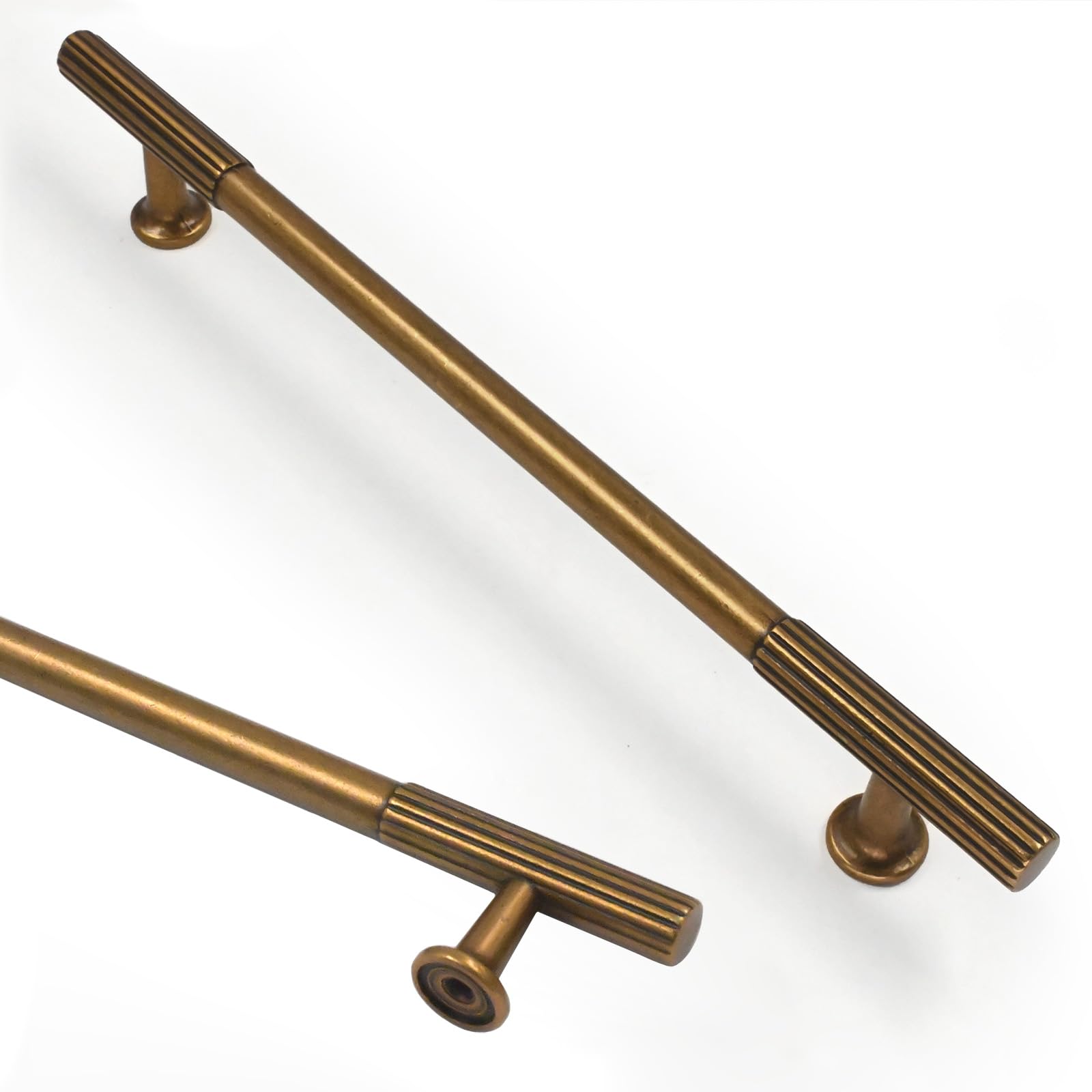 Amerdeco 10 Pack Antique Brass Cabinet Pulls 7.5 Inch(192mm) Hole Centers Kitchen Cabinet Handles Solid Zinc Alloy Cabinet Hardware Drawer Pulls AM020 — image 1