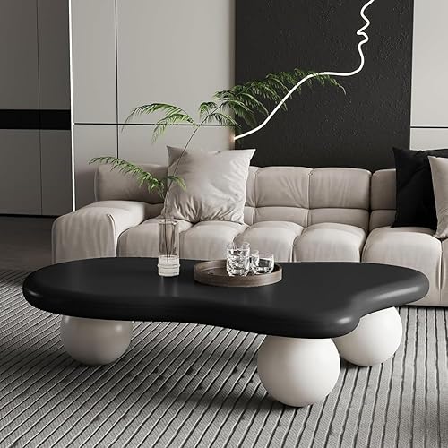 Miniatura 22 de Mesa de centro de nube de 47 pulgadas para sala de estar, mesa de centro irregular moderna, mesas de centro bajas abstractas, piedra sintética,