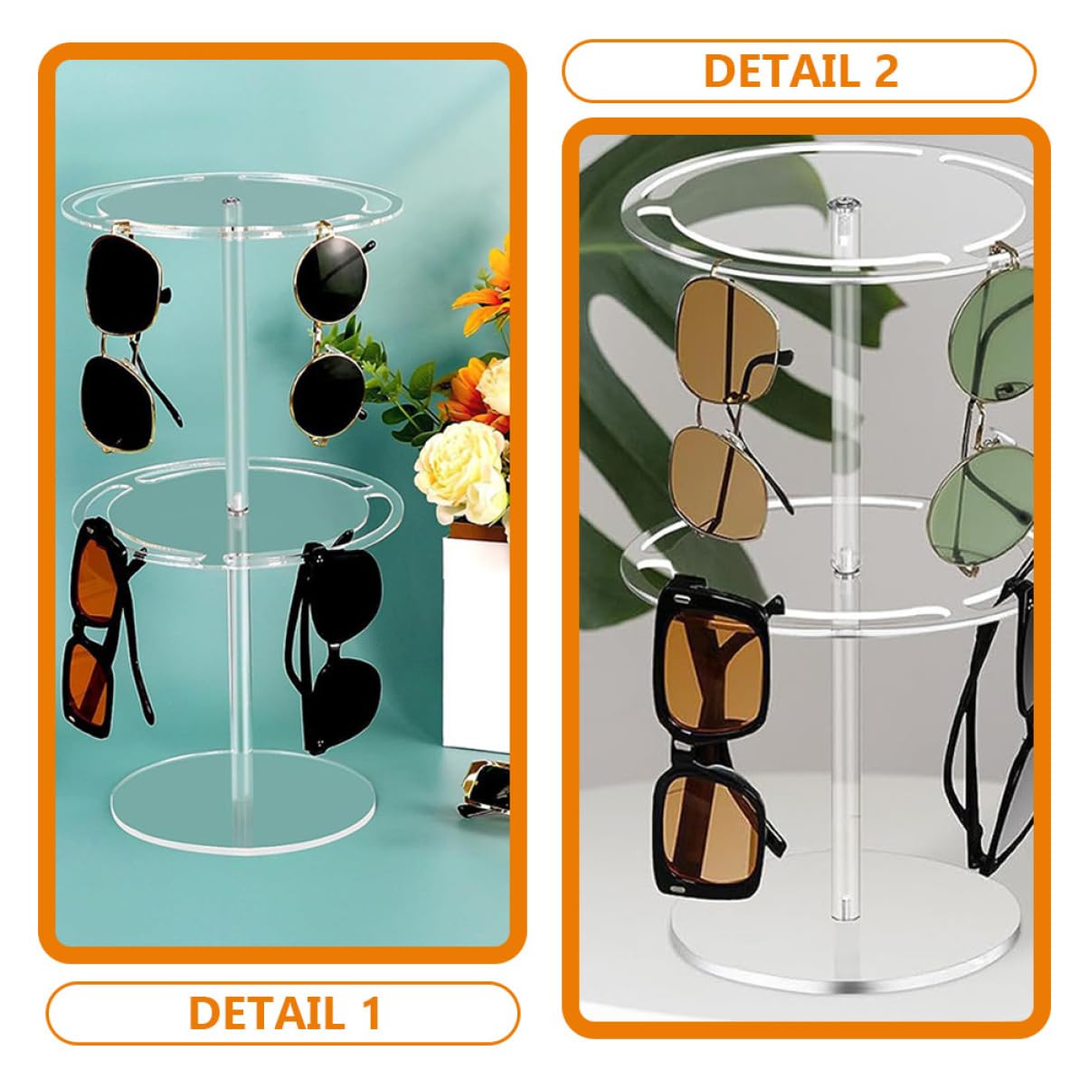 CHILDWEET Expositor De Gafas Transparente De Acrílico Estante para Gafas De Sol De Doble Organizador De Escritorio para Exhibir Casa o Tienda