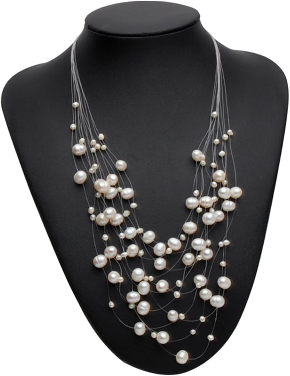 Natural Freshwater Pearl Necklace Jewelry Wedding Fit for Women,Fashion Pearl Christmas Necklace Bridal Jewelry Multi Strands (Gem Color : White Pearl Necklace)