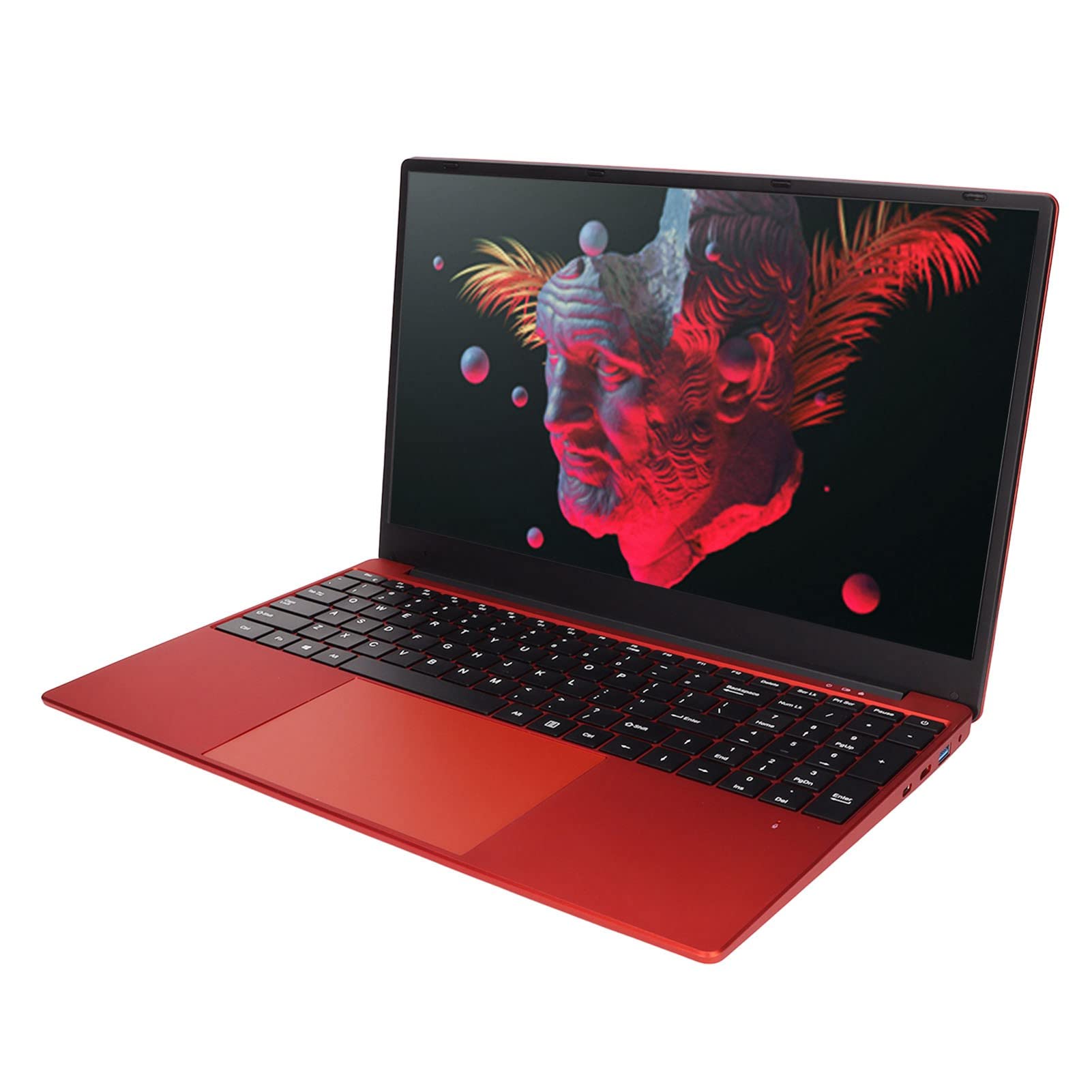 PUSOKEI Ultra Thin Laptop Red, 15.6in HD IPS Display, N5095 CPU 2.90 Ghz MultiCore Processor, DDR4L 