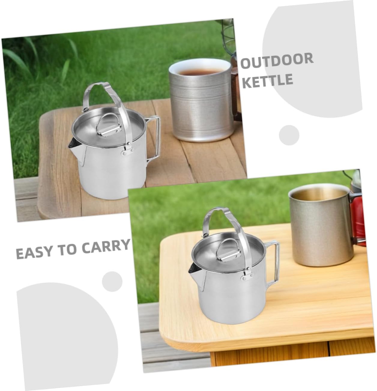 Happyyami Portable Outdoor Coffee Pot Stainless Steel Kettle for Camping Fast Heating Teapot for Hiking Picnics and Travel Convenient Hanging Design for Efficient Use