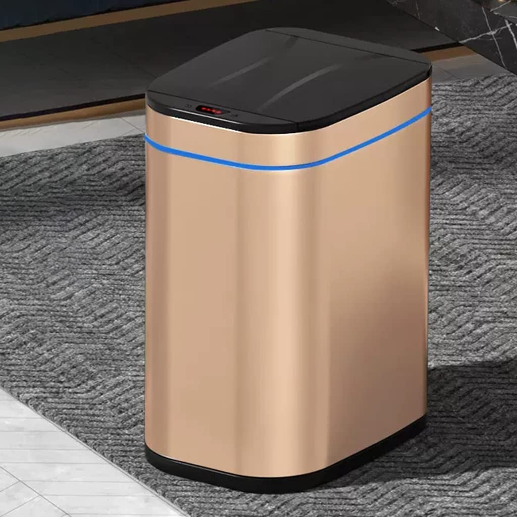 Kosz stal nierdzewna bezdotykowy czujnik wyjmowany wkład pokrywa(/Gold,9L)