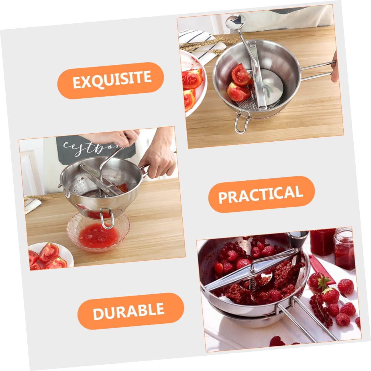 Stainless Steel Potato Ricer Masher Manual Food Presser Vegetable Ricer Fruit Masher Portable for Home Hotel Restaurant