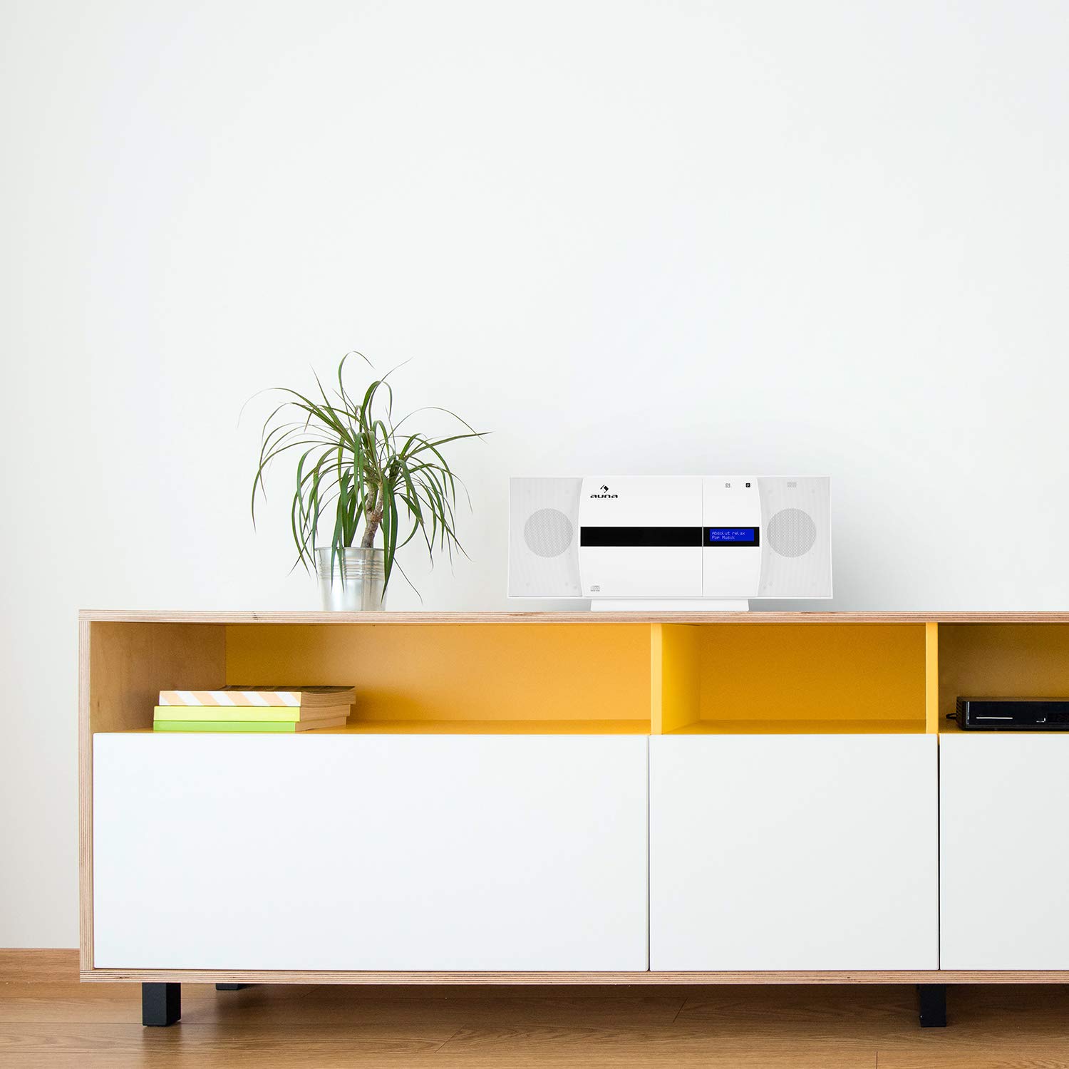 AUNA V-20 - Chaîne HiFi, Radio CD, Lecteur CD Radio, Tuner numérique Dab+ RDS, Récepteur FM, Fonction Bluetooth, Connectivité NFC, Télécommande Incluse - Blanc