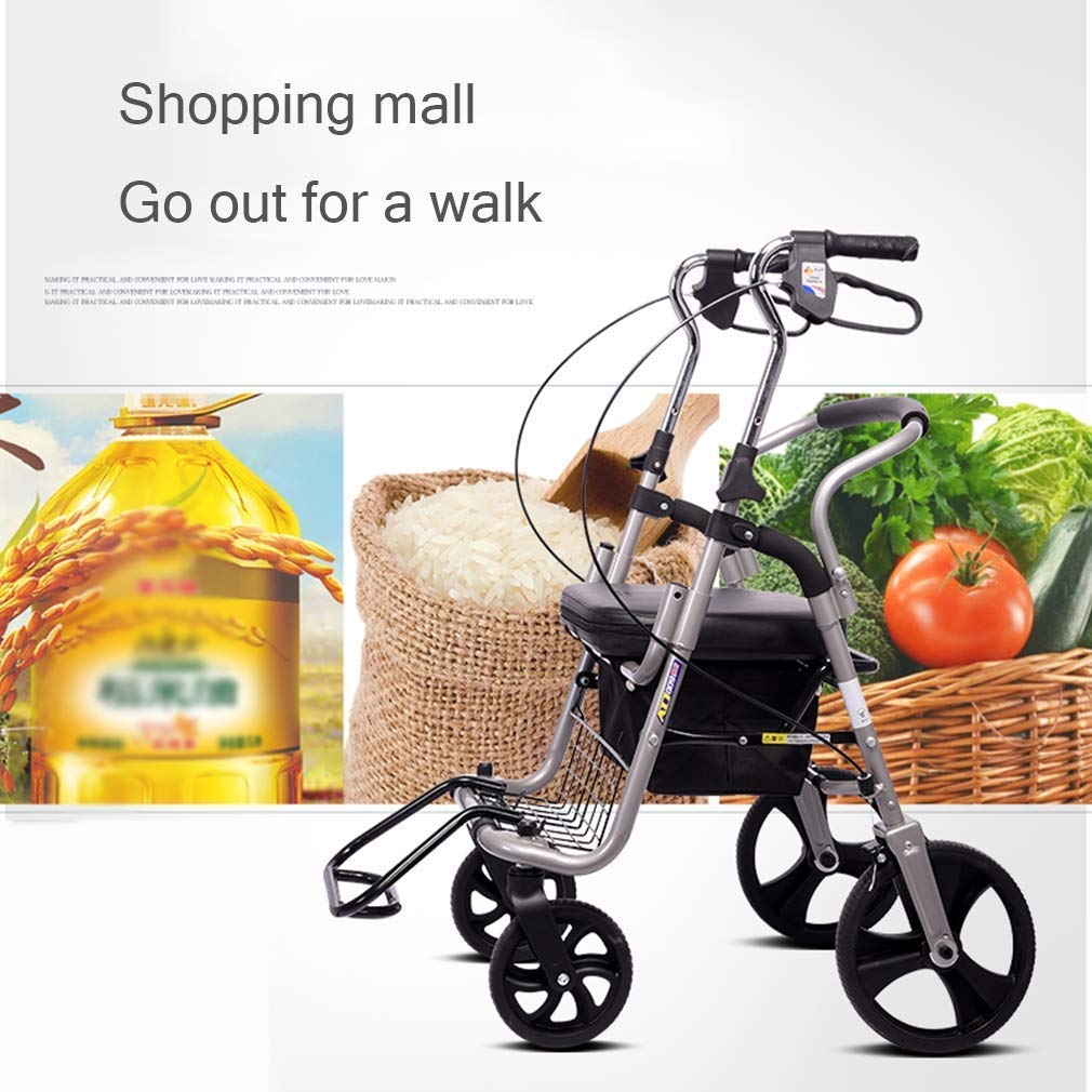 Chodzik Rollator z siedziskiem i kółkami, chodziki dla seniorów, składane pomoce do chodzenia, regulowana wysokość chodzika z koszem do przechowywania Interesting