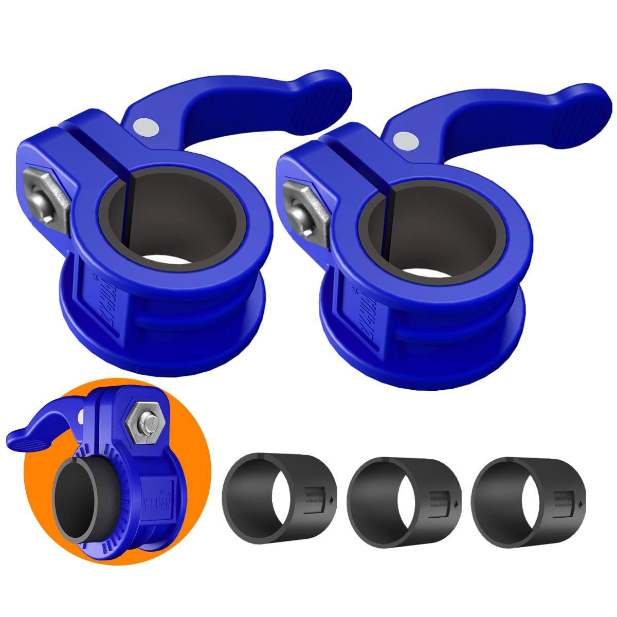 Pinces pour haltères de 2,5 cm : lot de colliers de serrage bleus pour barres de musculation