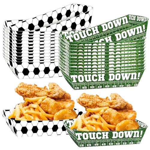 BCHMN 24 Pièces Plateau Jetable Football Boîte à Frites en Carton - Décoration Table de Fête Thème Foot pour Anniversaire Match Soirée Supporter - 12...