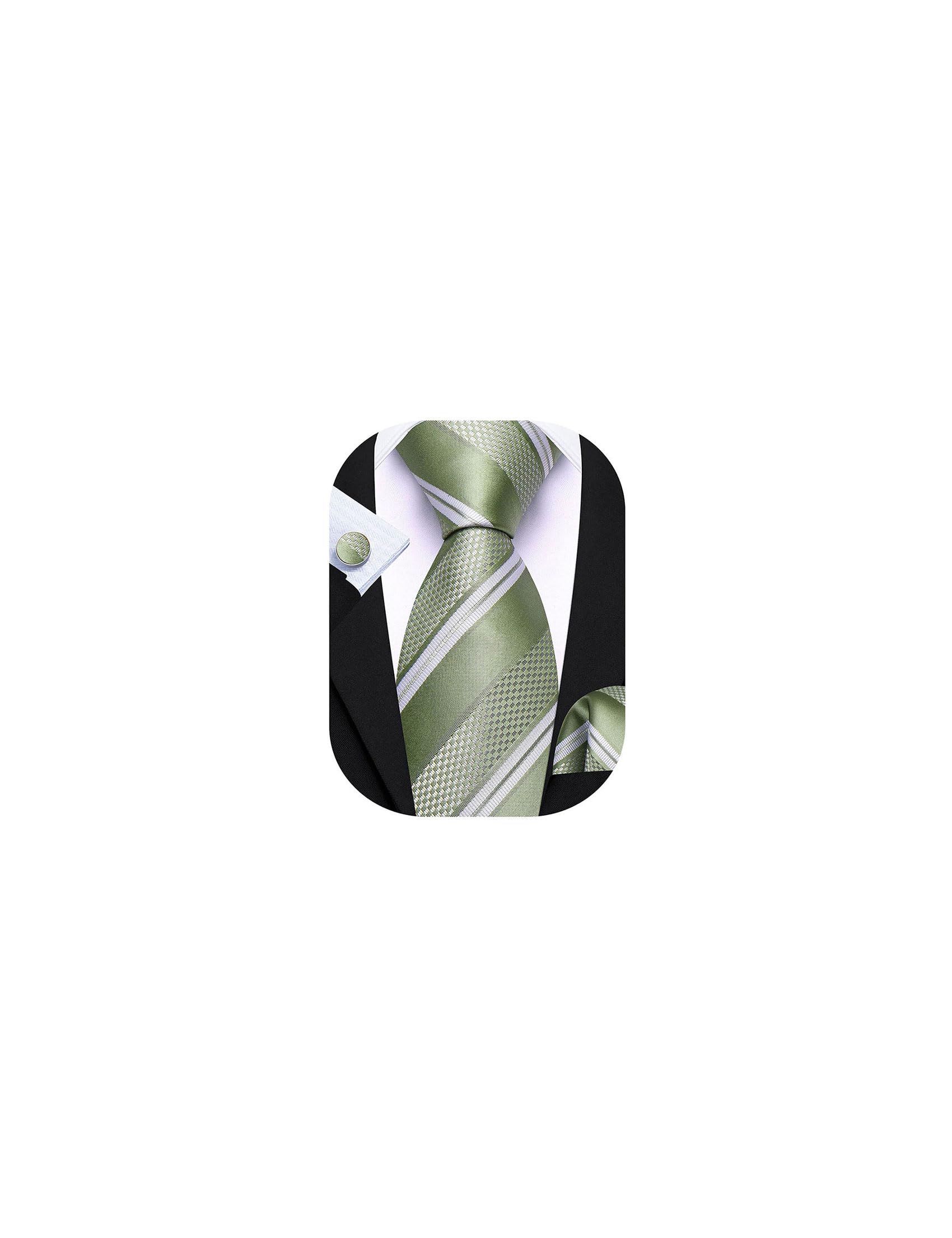 Barry.Wang Mens Tie Set Plaid Check Stripe Neckties Pocket Square Cufflinks | Woven Classic,Formal/Casual Men's Necktie,Luxury,Business,Wedding,Party,Prom,Graduation