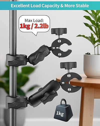 Miniatura 6 de Abrazadera doble para cámara, 7.28"18.5cm y 8.86"22.5cm, doble abrazadera mágica, soporte de abrazadera para manillar de motocicleta para soporte de