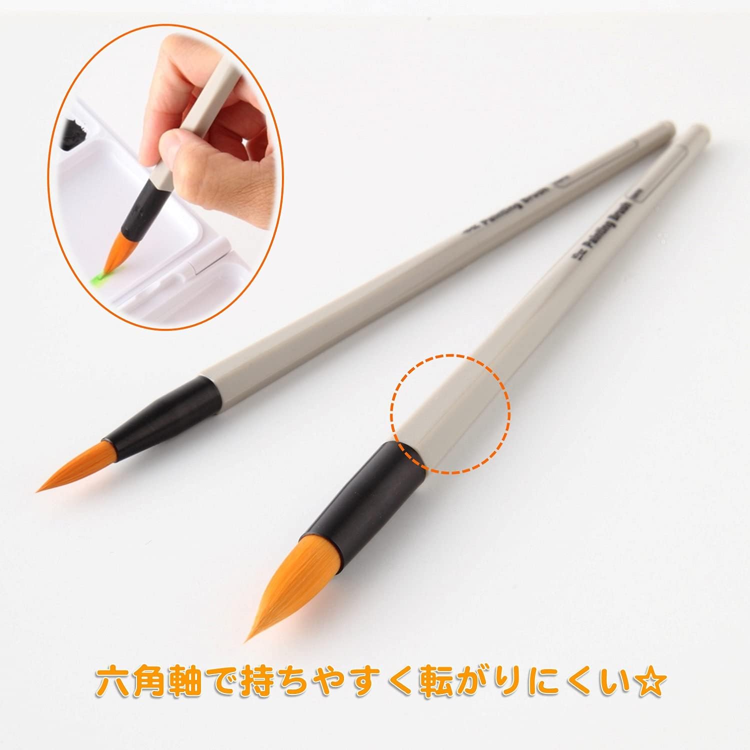 MorivecCreation MNG-ST2-PP Brush for Painting, Hexagonal Shaft Nylon Paint Brush, Set of 2