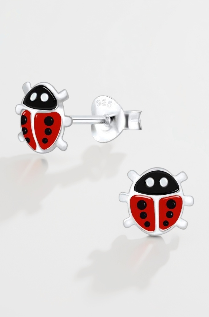Aww So Cute 925 Sterling Silver Hypoallergenic Ladybug Stud Earrings for Babies, Kids & Girls | Diwali Gift/Birthday Gift | Comes in a Gift Box | 925 Stamped with Certificate of Authenticity | ER1771