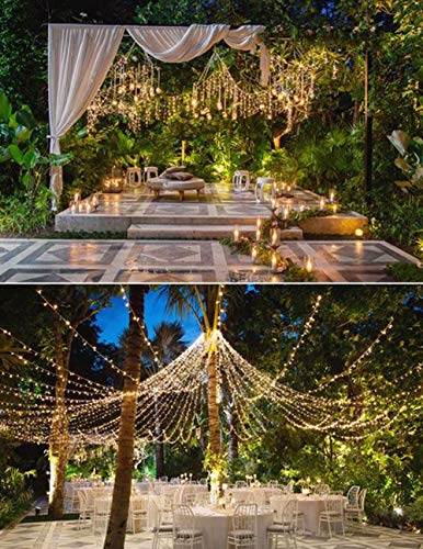 100 LED Twinkle Star String Lights for Wedding Party Bedroom, 33 ft - Plug in, 8 Modes, Waterproof - Indoor Outdoor (Warm White)