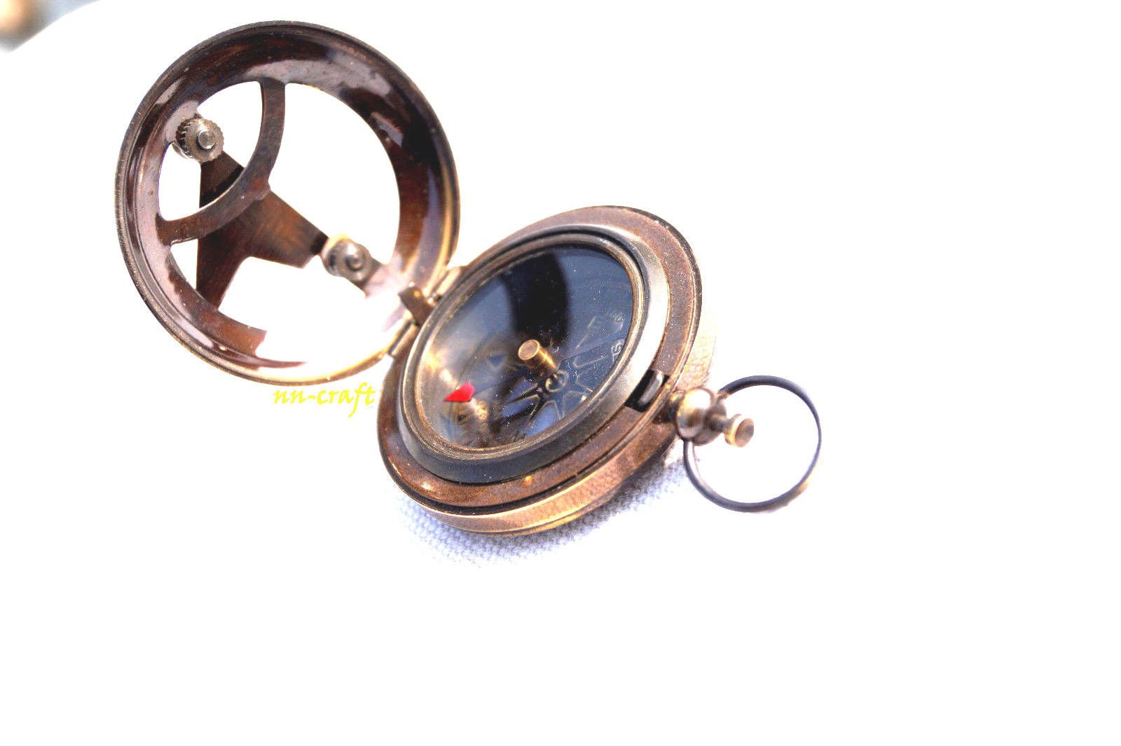 Mahira Nautical Antique Brass Sundial Type Compass Push Button Marine Navigate Pocket Replica B
