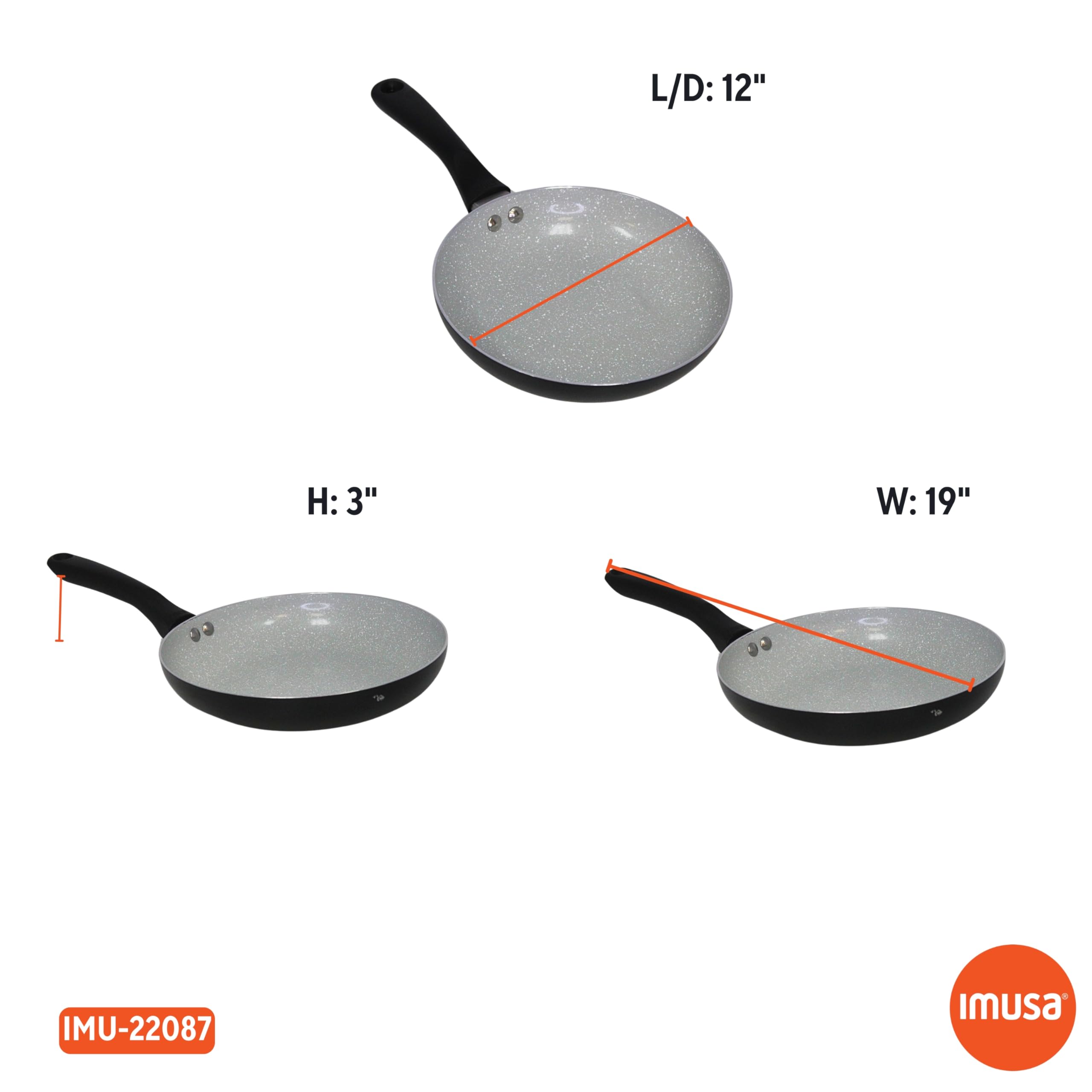 IMUSA 12" Speckled Gray Ceramic Fry Pan -8