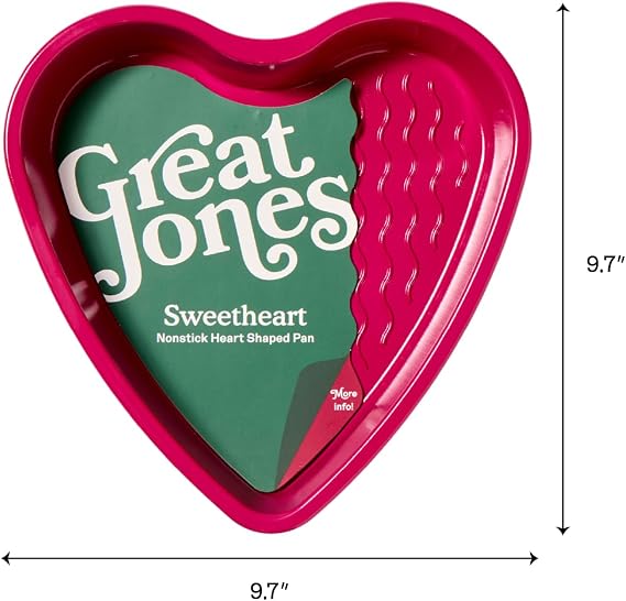 Great Jones Sweetheart 10 inch Heart Shaped Cake Pan | Nonstick, Non Toxic, Aluminized Steel Baking Pan | Easy to Clean, Scratch-Resistant, Oven & Dishwasher Safe | Raspberry Pink