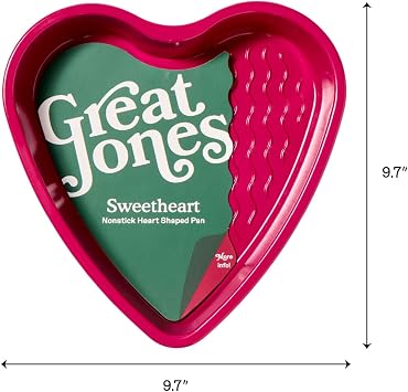 Great Jones Sweetheart 10 inch Heart Shaped Cake Pan | Nonstick, Non Toxic, Aluminized Steel Baking Pan | Easy to Clean, Scratch-Resistant, Oven & Dishwasher Safe | Raspberry Pink